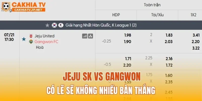 Jeju SK vs Gangwon có lẽ sẽ không nhiều bàn thắng
